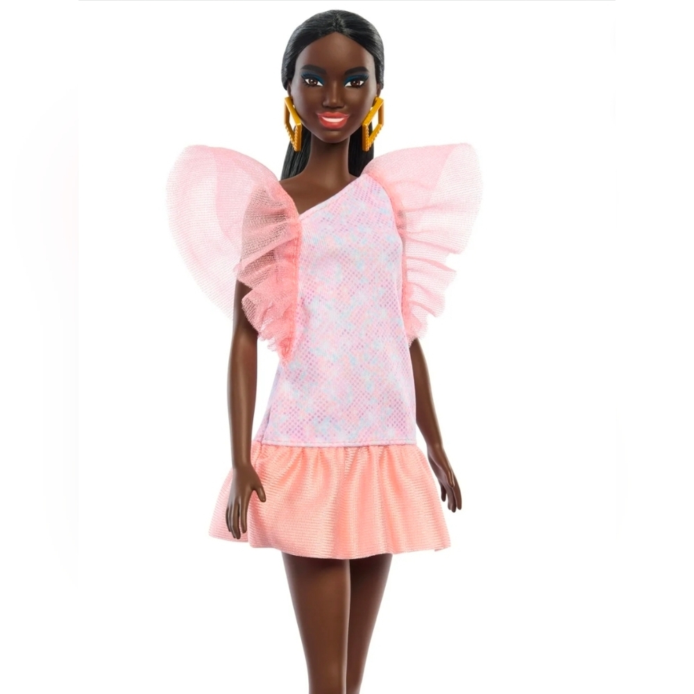 Barbie Fashionista Doll Pink Tulle Dress. Dark Skin Brown Eyes NIB 216